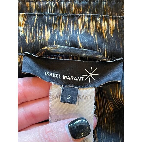 Isabel Marant‎ Black And Gold Long Sleeve Pleated Draped Mini Dress Size M - Picture 8 of 9